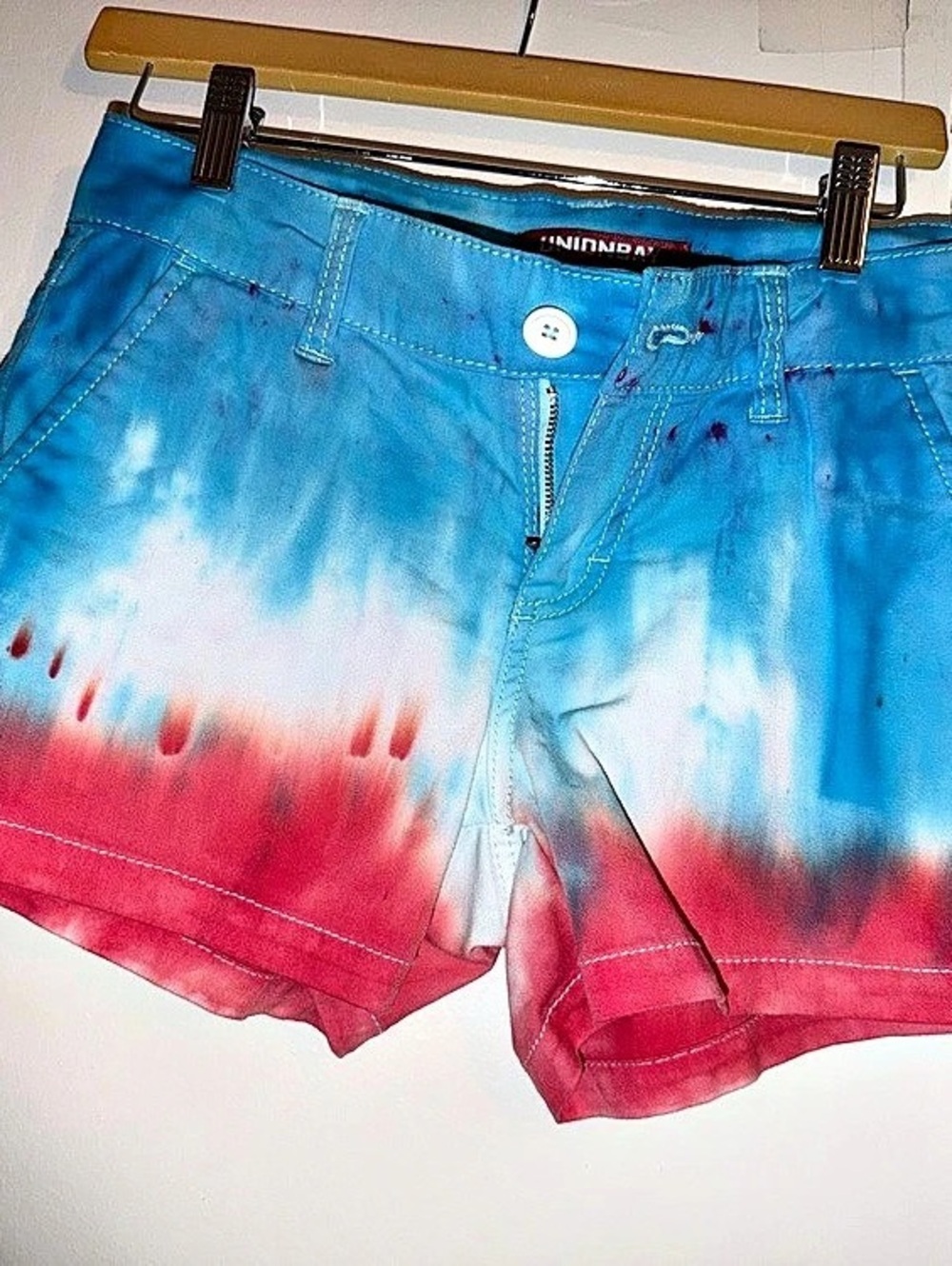 UNIONBAY Tie-Dye Jean Shorts in Blue & Pink Hand dyed by me